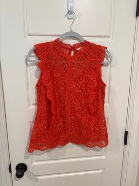 Red Lace Sleeveless Top - Women